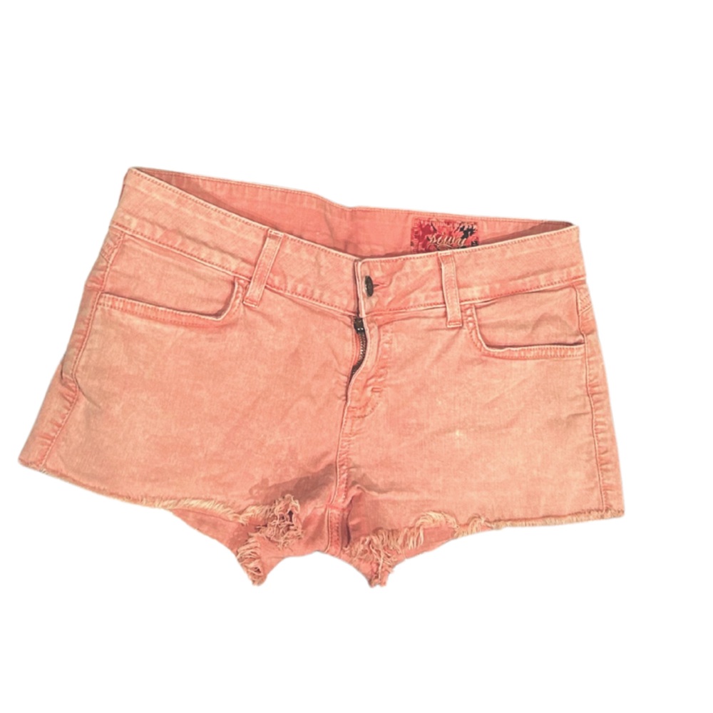 Siwy Camilla Cutoff Denim Shorts | Acid Wash Coral Pink | Size 28 - Picture 2 of 4